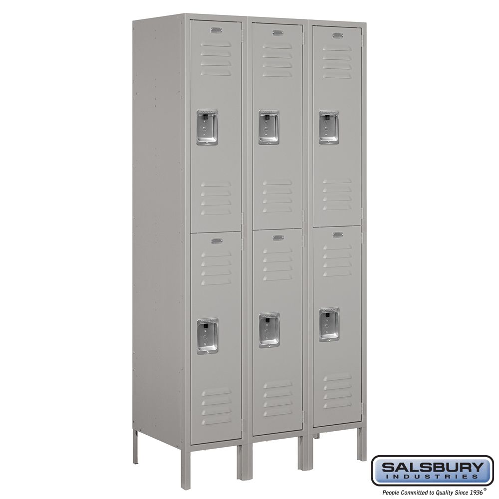 Standard Metal Locker - Double Tier - 3 Wide - 6 Feet High - 18 Inches Deep  - Choose Color