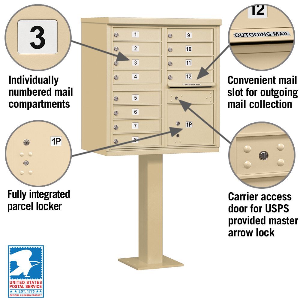 USPS Access 12 Door Locking Cluster Mailbox Free Shipping and Engraving! 