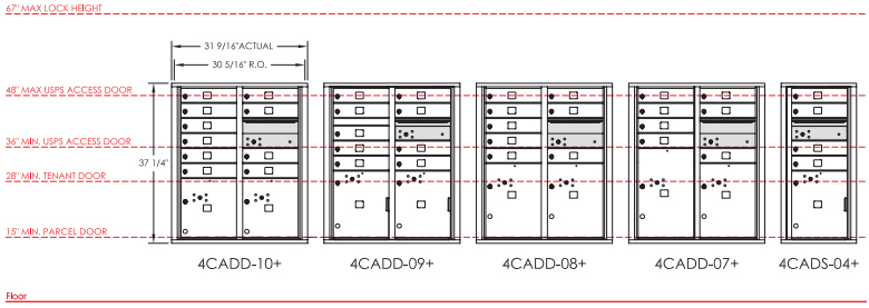 Mailbox With 3 Tenant Compartments And 1 Locker 4cads 03